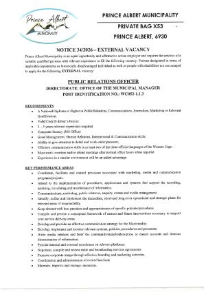 Public Relations Officer (Re-Advertised)