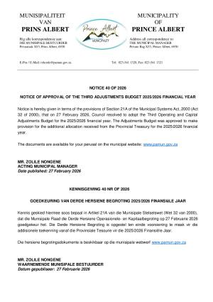 Adjustments Budget - 2025/2026