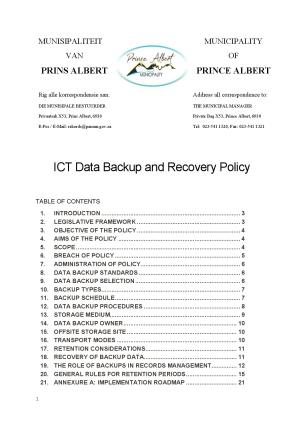 Prince Albert Final ICT Data Backup and Recovery Policy