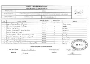 Opening Results - Tender 13_2026