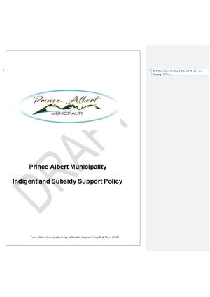 WC052 Prince Albert Municipality Indigent Subsidy Support Policy Draft March 2026