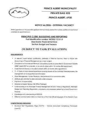 Principle Clerk: Budgeting and Reporting