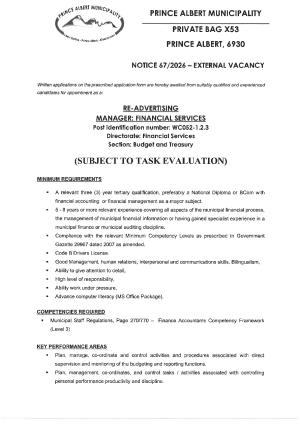 Manager: Financial Services