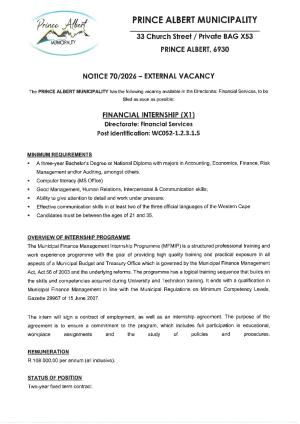 Financial Intern x 1