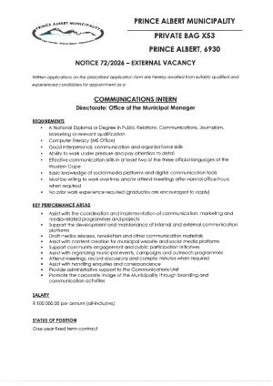 Communications Intern x 1