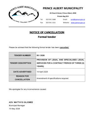 Cancellation Notice - Tender 55_2026