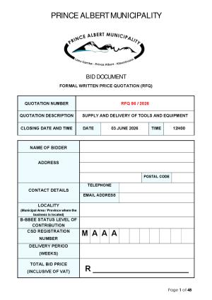 RFQ 86/2026 - SUPPLY AND DELIVERY OF TOOLS AND EQUIPMENT