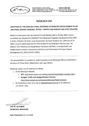 WC052_26-27 Final IDP & Budget Notice
