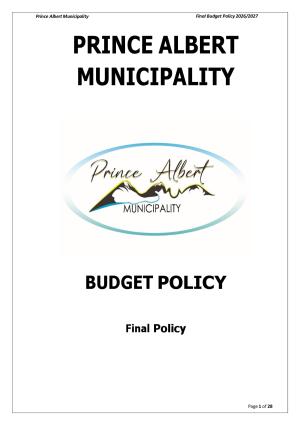 WC052 Prince Albert Municipality Budget Policy Final_May 2026
