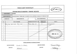 Opening Results - Tender 58_2026