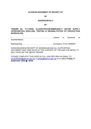 Addendum Nr. 1 - Tender 111_2026 (Extension of closing date)