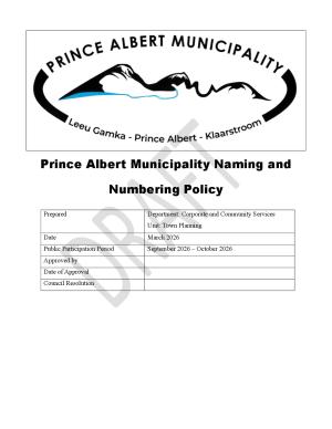 Draft Naming and Numbering Policy