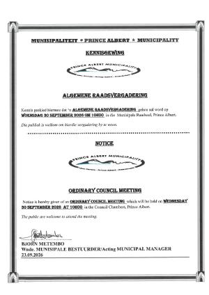 Ordinary Council Meeting - 30 Sep 2026