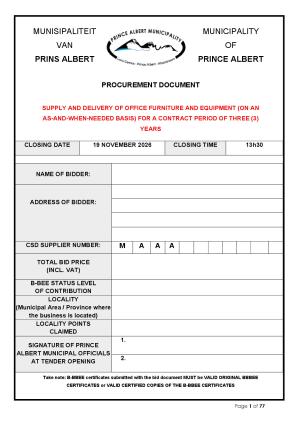 SUPPLY AND DELIVERY OF OFFICE FURNITURE AND EQUIPMENT (ON AN AS-AND-WHEN-NEEDED BASIS) FOR A CONTRACT PERIOD OF THREE (3) YEARS