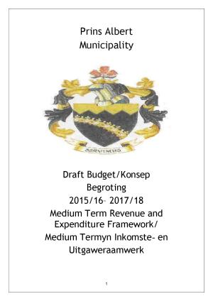 Prins Albert 2015 2016 BUDGET REPORT