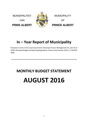 Monthly Report - August 2016