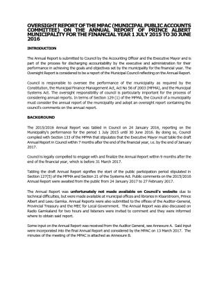PA Mun Oversight Report 2015 2016 March 17