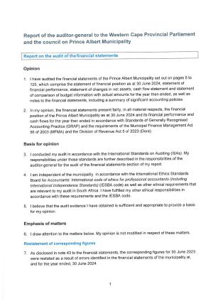 Annexure A - Audit Report - Prince Albert