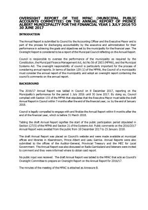 PA Mun Oversight Report 2016 2017 January 2018