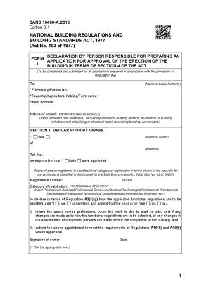 SANS10400 Form 1