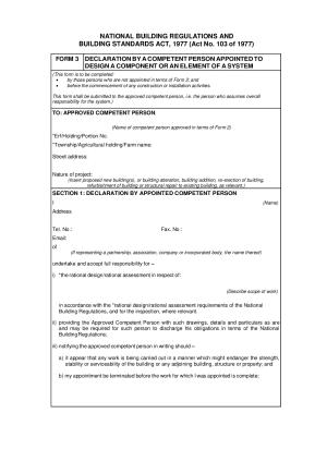 SANS10400 FORM 3