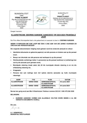 Klaarstroom Deurnis Aansoeke advertensie
