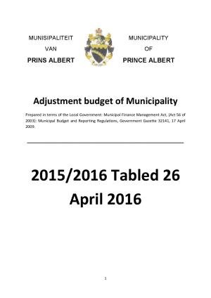Report Adjustment budget 2016-04-18