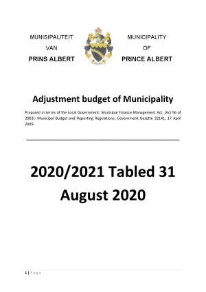 Adjustment budget 2020-2021 Report