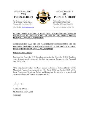 Council Resolution - 2nd Adjustment Budget (December 2023)