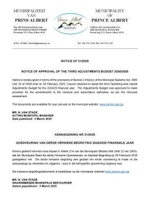 Notices 3rd Adjust Budget 2024 - 2025 Financial Year (2)_0