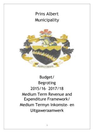 Prins Albert 2015 2016 BUDGET REPORT Final