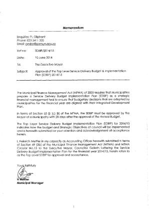Service Delivery and Budget Implementation Plan - 2014/2015
