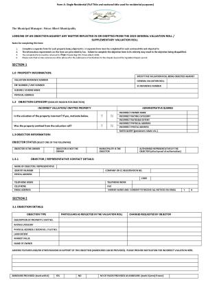 Objection Form A_GV2023_Single Residential