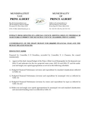 Approval of 2024/2025 Tabled Budget