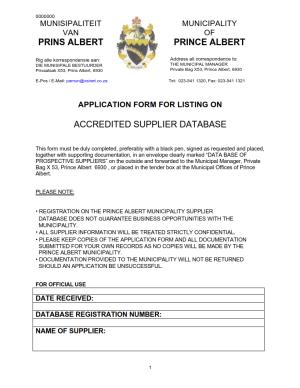 APPLICATION FORM - DATABASE - PA MUNICIPALITY