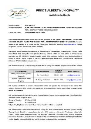 PAMun Bid Notice - RFQ 184_2025 Polymer & Concrete Covers