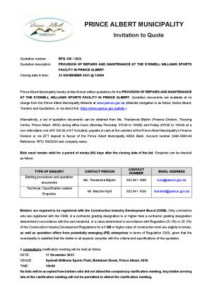 PAMun Bid Notice - RFQ 188_2025 (R&M Sydwell Williams Sports Field)