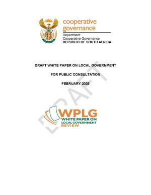 GOVERNMENT NOTICES, DEPARTMENT OF CO-OPERATIVE GOVERNANCE - Revised DRAFT White Paper on Local Government for Public Consultation