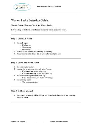 War on Leaks Detection Guide