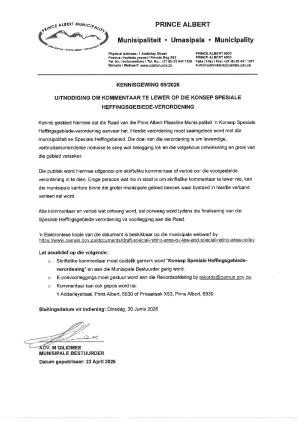 WC052_Notice 69 of 2026_Draft Special Ratings Areas By-Law_Afrikaans