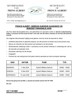 Prince Albert Deurnis Aansoeke advertensie 2026-27_1