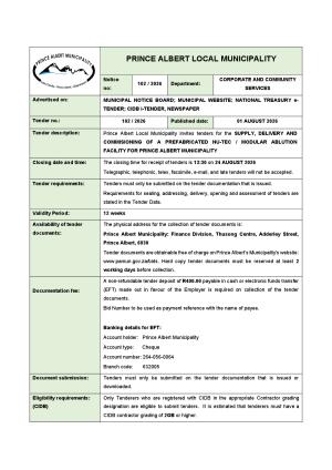 PAMun Tender Notice TD102_2026 (Ablution Facility)