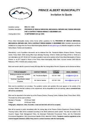 PAMun Bid Notice - RFQ 115_2026 Servicing of vehicles