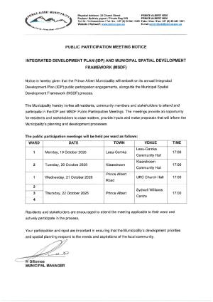 Public participation: Integrated Development Plan