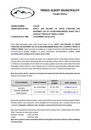 PAMun Tender Notice - Tender 131_2026 Office furniture